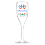 Personalizovaná bílá nerozbitná prosecco sklenice s folklórním vzorem