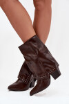 Kovbojky s otočeným límcem a zdobením Vyhřívané hnědé Inessia 39