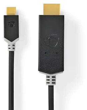 Nedis USB-C - HDMI 2m antracit / Adaptér / USB 3.2 Gen 1 / 4K 60Hz / Pozlacené konektory (CCBW64655AT20)