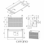 CERANO - Koupelnová skříňka Carole - bílá matná rýhovaná + deska pod umyvadlo Navira Pro - 36 mm - 100x51,6x46 CER-186336