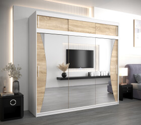 Šatní skříň Abi Mo s nástavcem Barva korpusu: Bílá, Rozměry: 250 cm, Dveře: Dub sonoma