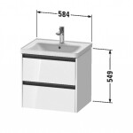 DURAVIT - Ketho.2 Umyvadlová skříňka 55x58x46 cm, 2 zásuvky, lesklá bílá K25281022220000