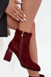Dámské kotníkové boty z přírodní semišové kůže na podpatku vyhřívané D&A CR52-718 bordó 38