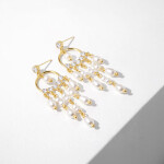 Náušnice ve tvaru lapače snů s perlami Lucilla, Zlatá Bílá