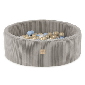 PLUSH NEST PLUSH NEST Suchý bazén kulatý z prémiového manšestru béžový Ø 90 × 30 cm s 200 míčky