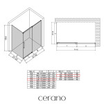 CERANO - Sprchový kout Lantono - pravá - 8 mm - Soft-Close - chrom, mléčné sklo - 130x80 - posuvný CER-665563