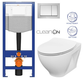 CERSANIT předstěnový instalační systém s tlačítkem chrom K97-509 + WC CERSANIT CLEANON MODUO + SEDÁTKO K97-526 509 MO1