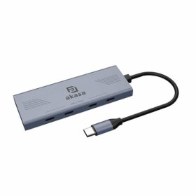 IcyBox IB-HUB1404A Stolní USB Hub se čtečkou SD/microSD černá / 2x USB 3.0 1x USB-C / 60 mm kabelová průchodka / audio (60304)