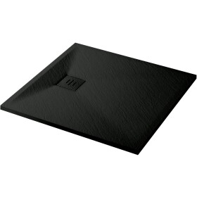 CERANO Sprchová vanička čtvercová Pablo - SMC/minerální kompozit - strukturovaná černá matná - 80x80x3 cm