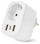 Entac WiFi zásuvkový adaptér bílá / Zásuvkový adaptér / 2x USB-A / 1x USB-C / 16 A / 3680 W (ES-SSAUSB-WIBLE)