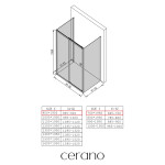 CERANO - Třístěnný sprchový kout Varone POINT U L/P - 6 mm - černá matná, grafitové sklo - 90x70x195 - posuvný CER-8050BD7823