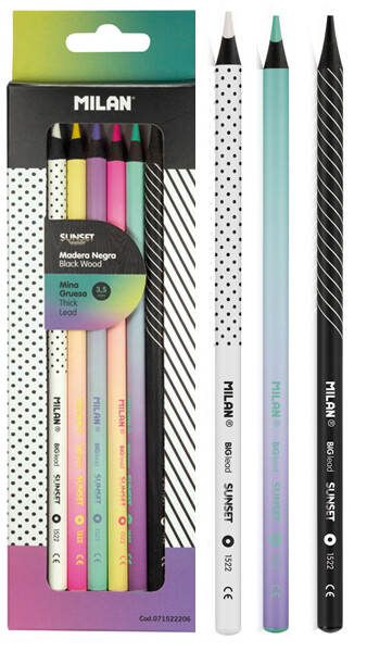 Milan Milan, 071522206, Sunset, sada pastelek v černém dřevě, 6 ks