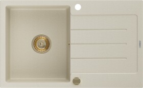 Bruno granitový dřez odkapávačem 795x495 mm, béžová, zlatý sifon 6513791010-69-G