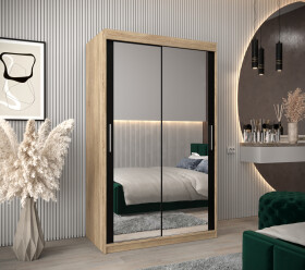 Šatní skříň Abi T3 Barva korpusu: Dub Sonoma, Rozměry: 120 cm, Dveře: Černá