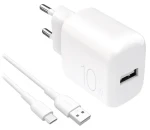 Puro PROLITE bílá / Sada nabíječky a kabelu / USB-A 10W / USB-A - USB-C / 1,2 m