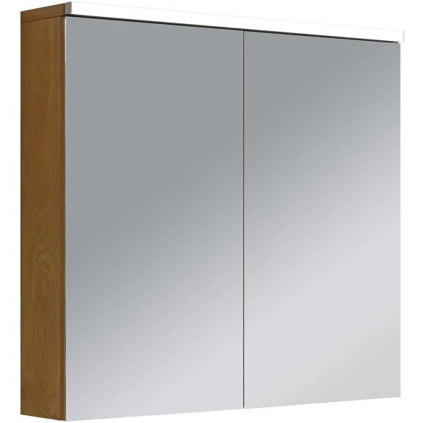 CERANO Koupelnová zrcadlová skříňka s LED osvětlením Avia - dub medový - 75x70x16,5 cm