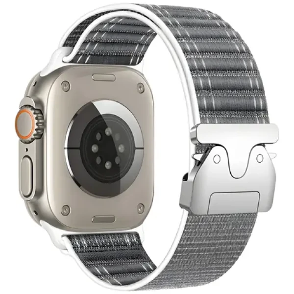 Beline Woven Nylon Diagonal Style Parachute 38/40/41mm šedý / Řemínek pro Apple Watch / nylonový / přezka