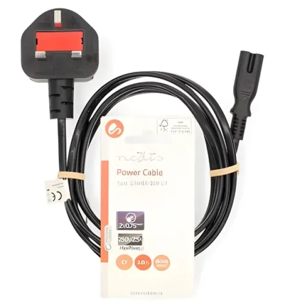 Nedis napájecí kabel UK černá / Zástrčka UK (Type G) - konektor IEC-320-C7 / 2 m / 3 A / 250 V (CEGL11140BK20)