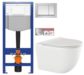 CERSANIT předstěnový instalační systém s tlačítkem chrom K97-509 + WC INVENA TINOS + SEDÁTKO K97-526 509 NO1