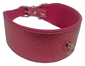 HUHUBAMBOO Obojek Metal růžová L / Pro chrty / 50 mm x 33-38 cm / Hovězí kůže (355428)