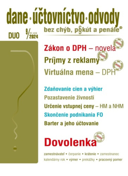 DUO 9/2024 Dane, účtovníctvo, odvody bez chýb, pokút penále
