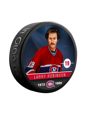 Inglasco / Sherwood Puk Larry Robinson #19 Montreal Canadiens Souvenir Collector Hockey Puck