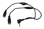 OEM redukce jack 3,5 mm (M) - 2x jack 3,5 mm (F) / Redukce / regulace hlasitosti / kabel 30 cm (11.09.4439)