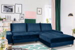 FRONTI Rohová rozkládací sedačka HERON - modrá - Iness Velvet 70983 22318