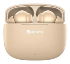 Denver TWE-48 krémová / bezdrátová sluchátka s mikrofonem / Bluetooth 5.3 / až 6 hodiny / nabíjecí pouzdro (dtwe48nu)