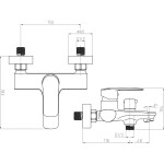 Mereo Vanová nástěnná baterie, Pego, 150 mm, s keramickým přepínačem, bez příslušenství, chrom CB90104P