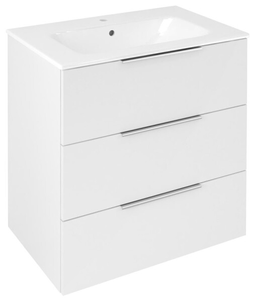 SAPHO - CIRASA umyvadlová skříňka 69,8x75x46cm, 3x zásuvka, bílá lesk CR731-3030