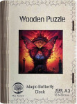 Dřevěné puzzle WOODEN magické motýlí hodiny - 300 dílků