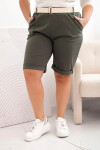 Dámské bavlněné šortky Plus Size s páskem khaki XL