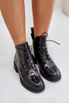 Kožené Lakované Kotníkové Boty S Zateplením Černé Bellani 37