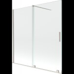 MEXEN/S - Velar dvoukřídlá posuvná vanová zástěna 160 x 150, transparent, nikl kartáčovaný 896-160-000-01-97