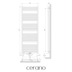 CERANO - Koupelnový radiátor Vincenzo - středové připojení 50mm/boční - 800W - černá matná - 1700x600 mm LIV-WB-34-65H