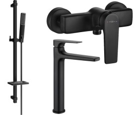 MEXEN - Lynx DQ72 SET umyvadlová a sprchová baterie s příslušenstvím, černá 745914DQ72-70