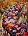 Antistresové omalovánky TSvetnoy TSvetnoy, LG152e, Diamond painting - diamantové malování, 40 x 50 cm, Barevné deštníky