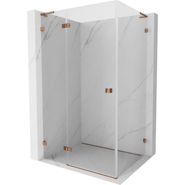 MEXEN/S - Lunar L sprchový kout dveře křídlové levá 75 x 90, transparent, růžové zlato 834L-075-090-60-00-L