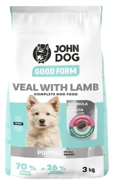 John Dog Junior Good Form telecí s jehněčím 3 kg / Granule pro psy / junior / bez lepku / bez sóji
