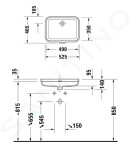 DURAVIT - Soleil by Starck Umyvadlo 490x350 mm, zápustné, s přepadem, bez otvoru pro baterii, WonderGliss, bílá 03974900601