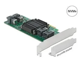DeLock PCIe x8 karta 4x SFF-8643 NVMe LP / Řadič / PCIe 3.0 / Broadcom PLX8725 / Low Profile (90585)