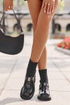 Lakované Boty Se Ponožkou A Přezkou Černé MR880-076 36