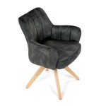 Židle jídelní, otočný mechanismus 360°, taštičkové pružiny v sedáku, tmavě zelená látka, noha masiv dub