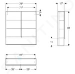 GEBERIT - Selnova Square Zrcadlová skříňka 850x788x175 mm, 2 dvířka, světlý ořech hickory 501.271.00.1