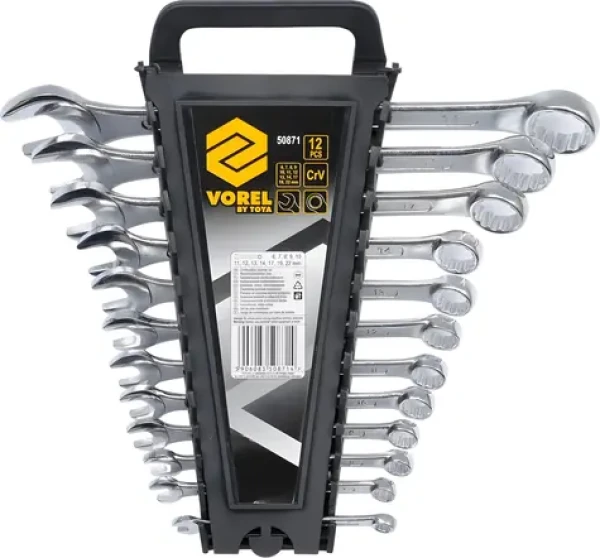 Vorel Sada klíčů očkoplochých 12 ks 6 - 22 mm / Sada klíčů / CrV ocel / Plastový držák (TO-50871)