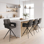 Barová židle otočná 180°, šedá, látka, AUB-F1146 GREY2