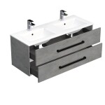 Koupelnová skříňka s černou úchytkou a umyvadlem SAT Cube Way 120x53x46 cm beton mat CUBE46C1202BEMOD CUBE46C1202BEMOD