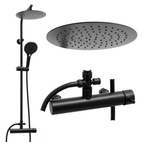 Erga Bergen, sprchová souprava s dešťovou hlavicí 25cm, černá matná, ERG-YKA-BP.BERGEN 25 BLK