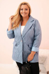 Dámská bunda Plus Size prošívaná s límcem a knoflíkem džínová UNI